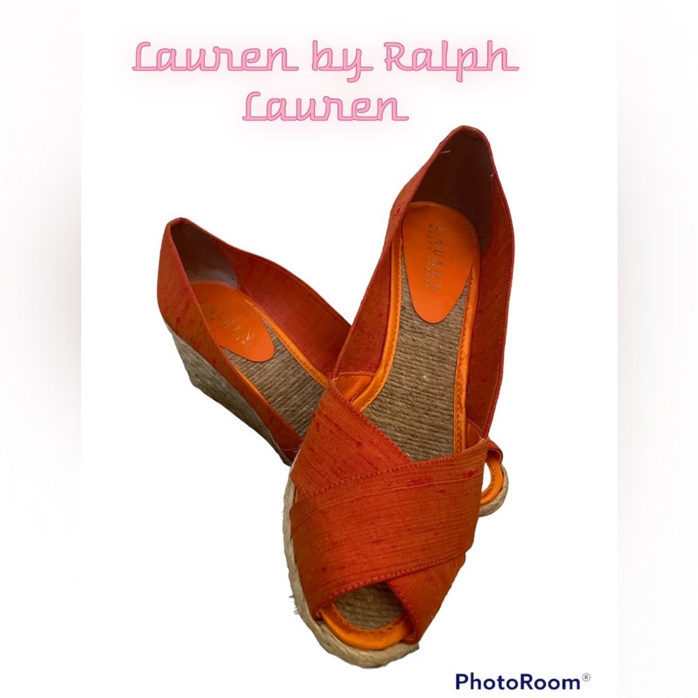 Orange and gold espadrilles Lauren by Ralph Lauren